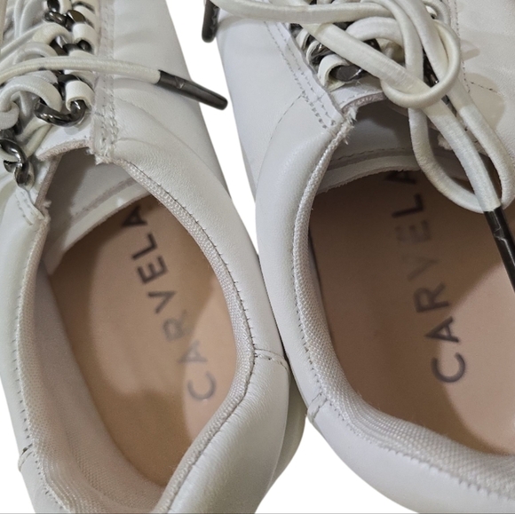 Carvela UK White Sneakers With Metal Chain Lace Through 39 8.5 Elastic Laces - Picture 6 of 11
